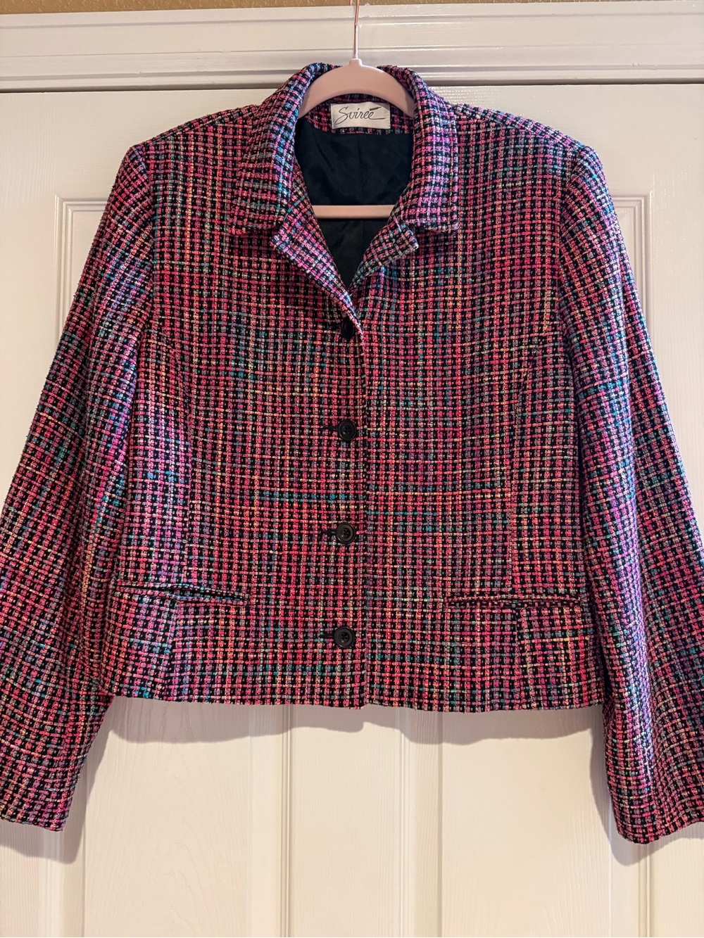 Vintage Soirée 100% Handwoven Silk Tweed Blazer Made in USA Size Large